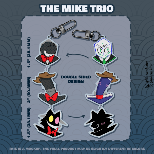 MIKE TRIO Linked Acrylic Keychains