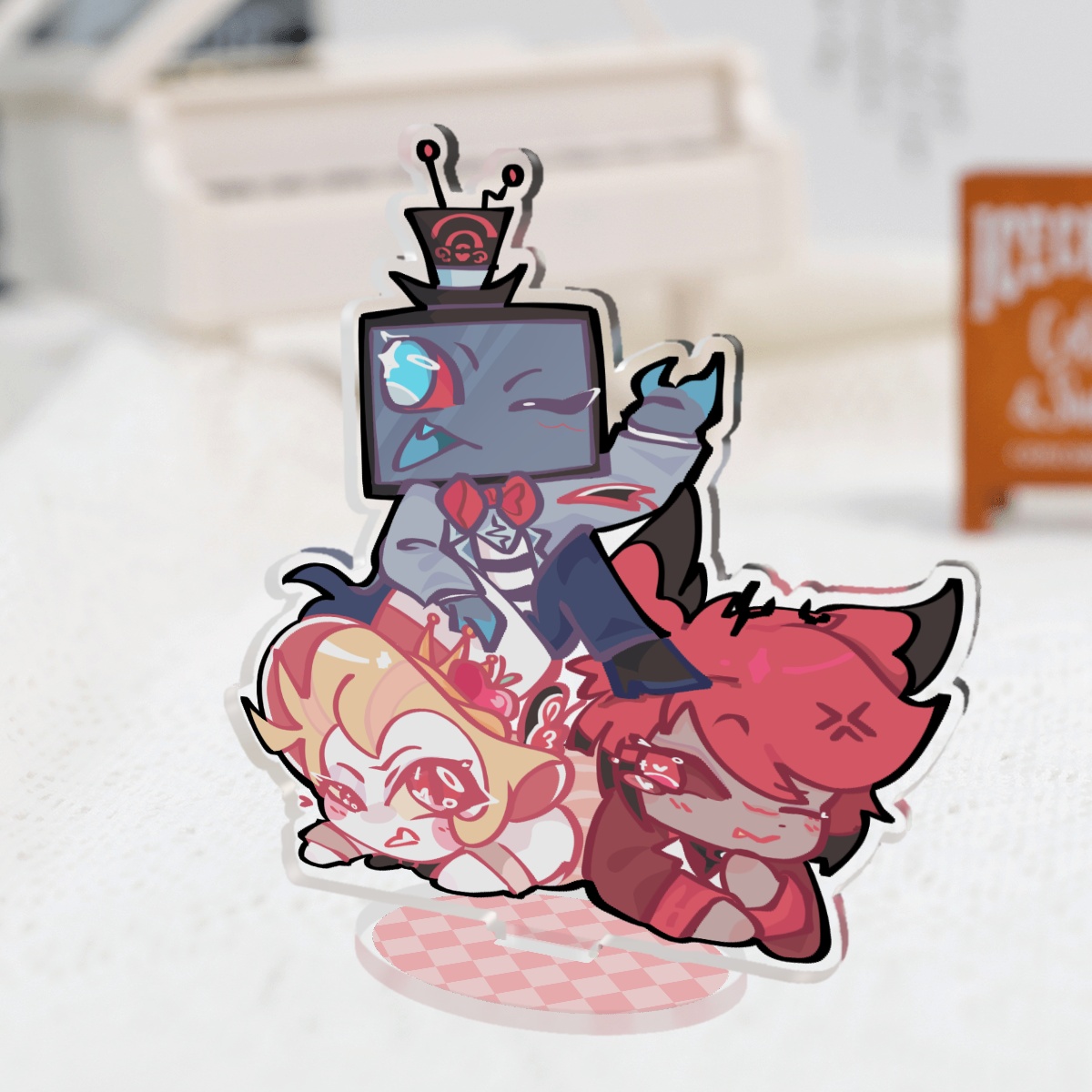 Hazbin Hotel Lucifer x Alastor x Vox chibi Clear Acrylic Standees