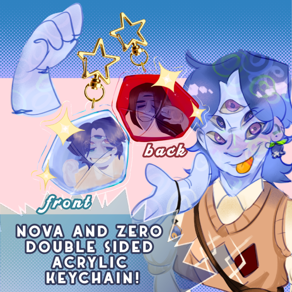 Nova/zero back to back gem trapped acrylic keychain