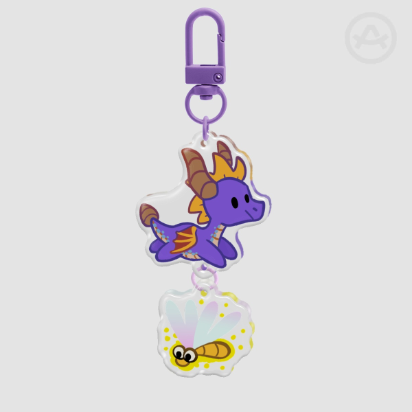 Spyro and Sparx - Epoxy Keychain