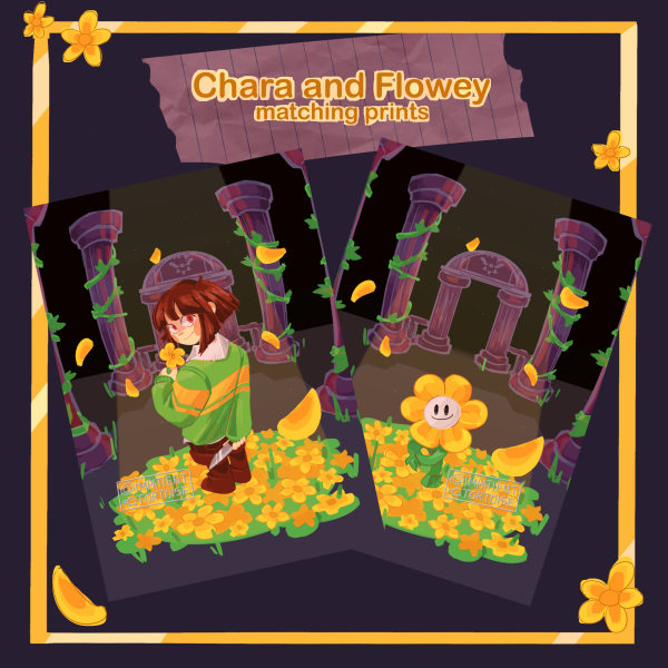 Chara and Flowey🌼 matching prints