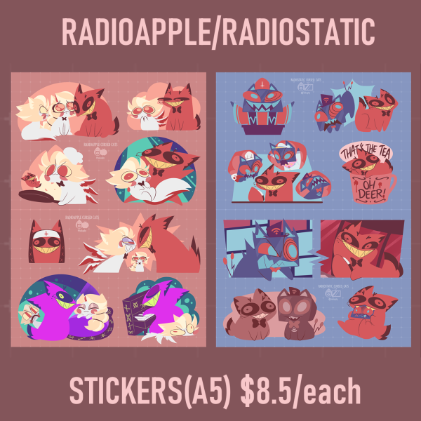 RadioApple/RadioStatic Cursed Cats Kisscut A5 Stickers Sheet 