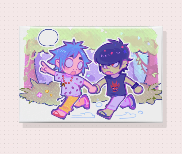 2D & Murdoc Rectangular Holo Badge/Pin (Gorillaz / 2doc)