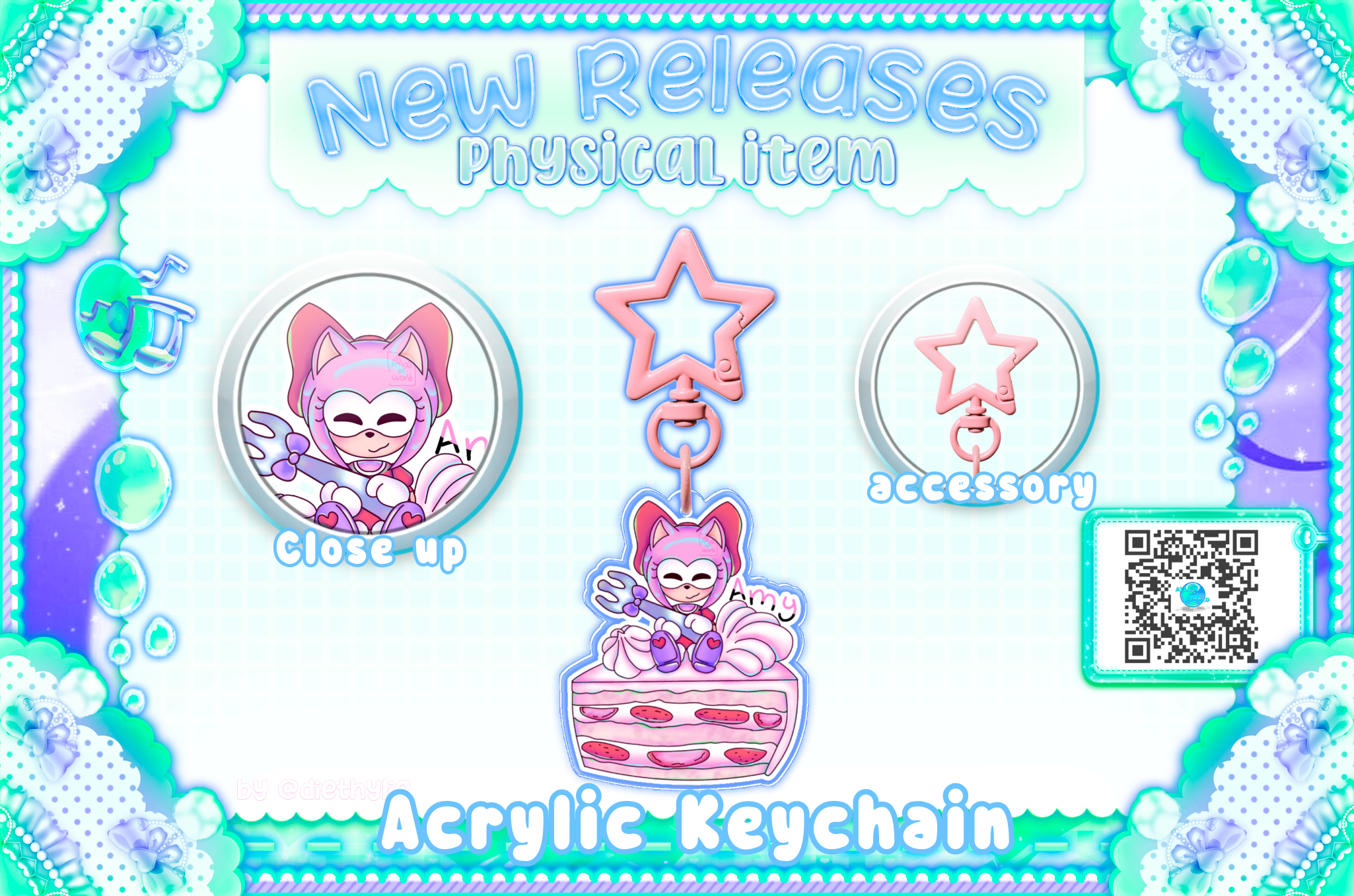 Amy Rose  / Sweet mobians Acrylic Keychain