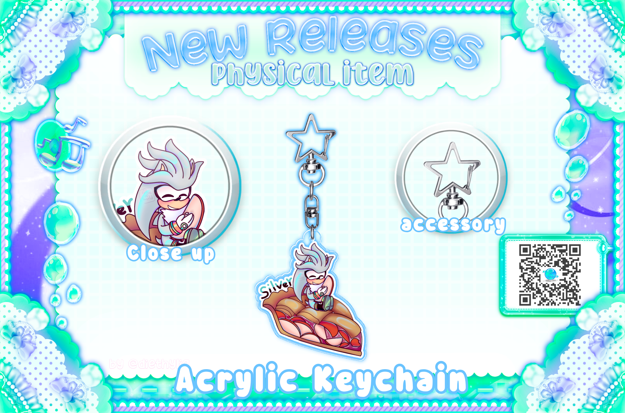 Silver the hedgehog  / Sweet mobians Acrylic Keychain