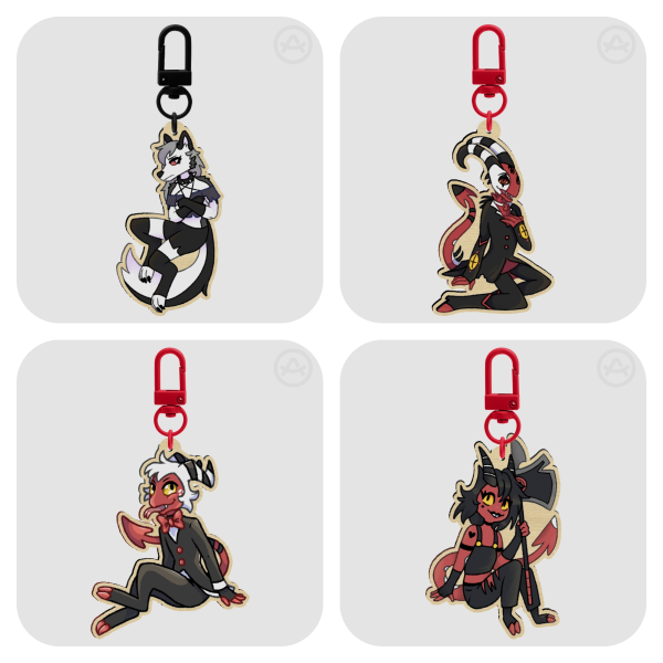 Helluva Boss I.M.P Wooden Keychain Charm Set