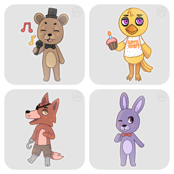 Chibi FNAF Vinyl Sticker Set