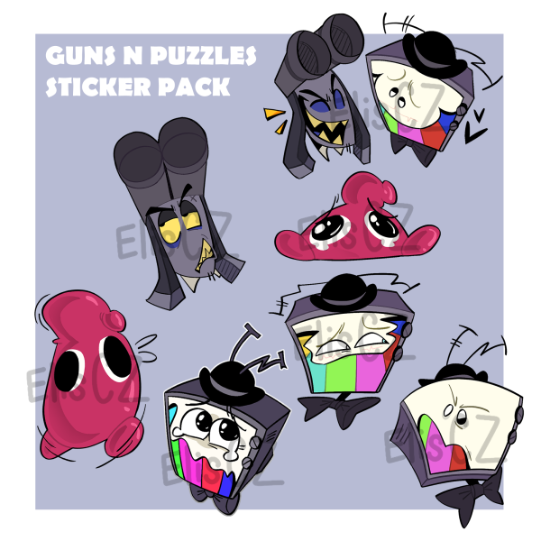 SMG4 Guns N' Puzzles Stickers Sheet