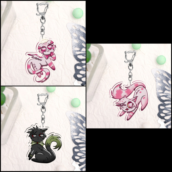 Spider Siblings Kitten Keychain Set