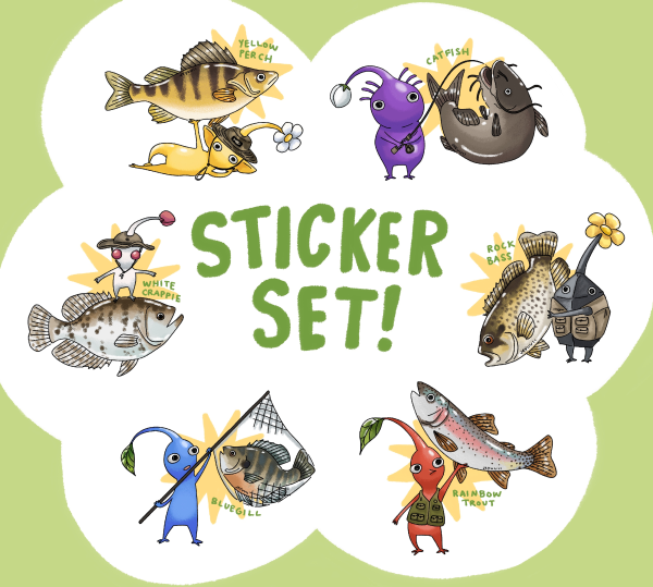 Pikmin and Fish Sticker Set!