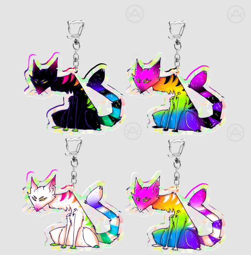 Rainbow Cats Keychains Set