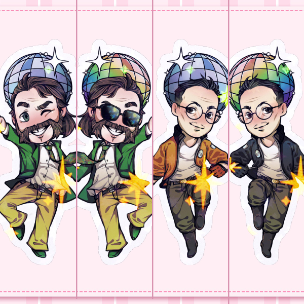 "Harry and Kim" Disco Elysium Sticker Set, all 4 Holographic Stickers