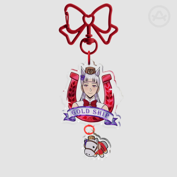 Gold Ship Red Ribbon Hook Connection Acrylic Keychain