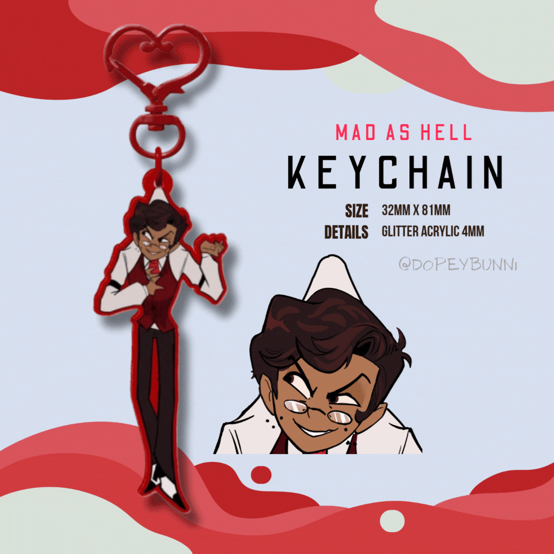 Human Alastor mad as hell keychain || 8cm