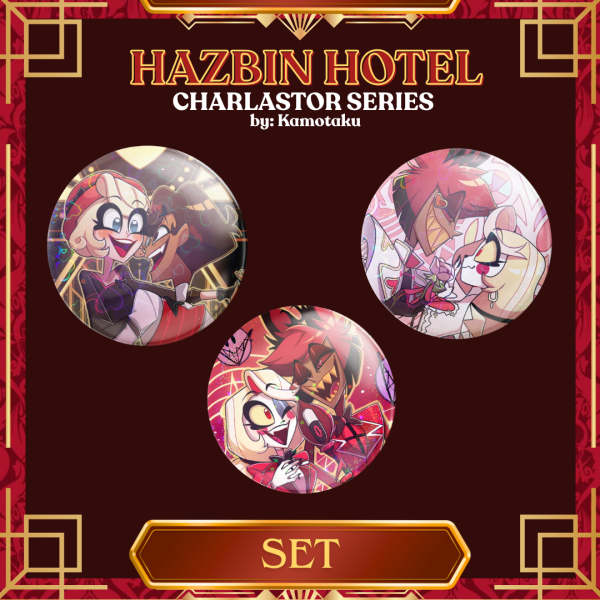 [Holo Heart/Sand Star Button Pin] Charlastor Series - SET