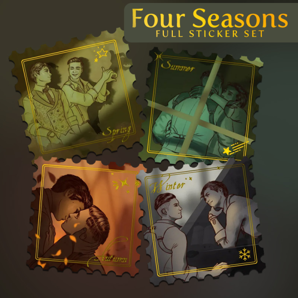 Four Seasons - Full Set of Gold Foil Stamp Stickers
