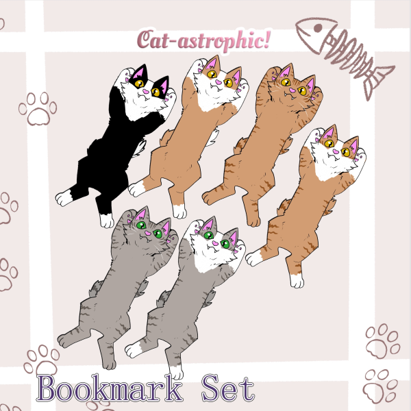 Tabby and Tuxedo Cat Bookmark Set