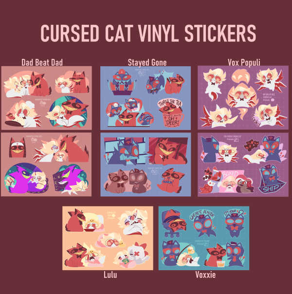 Hazbin Hotel Cursed Cat A5 Stickers Sheet