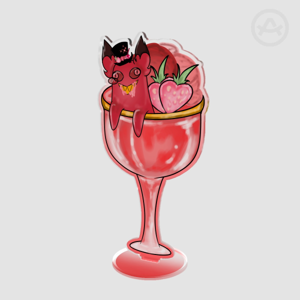 Cursed cat Alastor ice cream sundae standee
