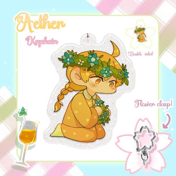Mini Aether Spring Picnic Epoxy Glitter Acrylic Keychain