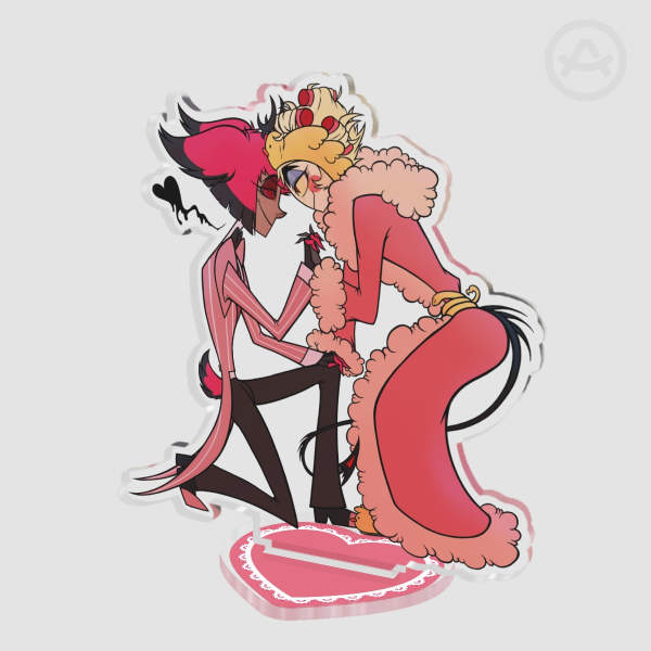 10cm RadioApple Love In Pink Clear Acrylic Standees