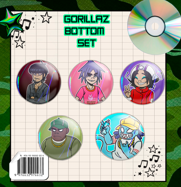Gorillaz buttoms  phase 1 set 