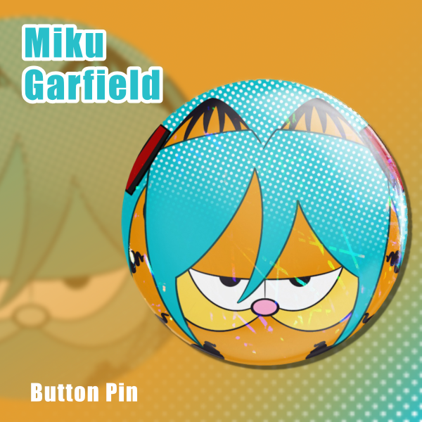 Hatsune Garfield Round Badges (Button Pins)
