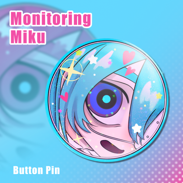 Monitoring Miku Round Badges (Button Pins)