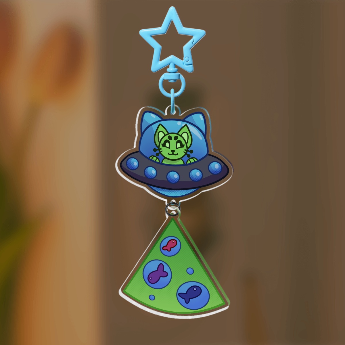 Ufo Cat Connection Keychains (Blue)