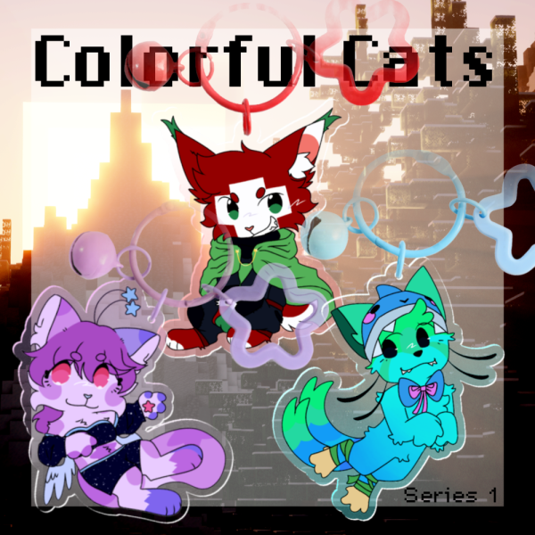 Colorful Cats Keychain Bundle