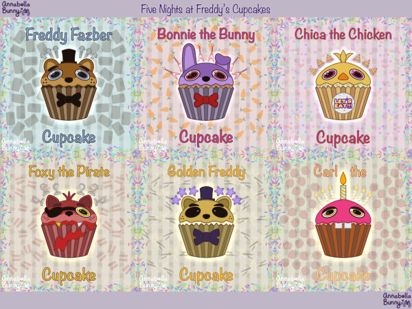 Freddy Fazbear Cupcake Sticker Set (FNAF)