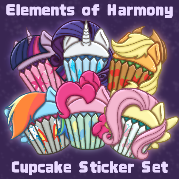 Elements of Harmony Cupcake Stickers (MLP)