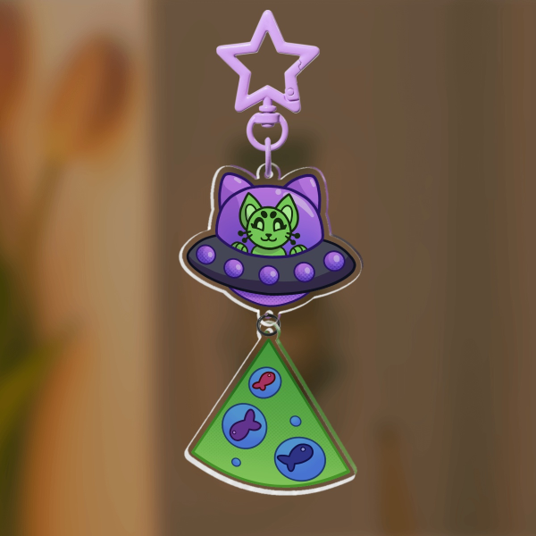 Ufo Cat Connection Keychains (Purple)