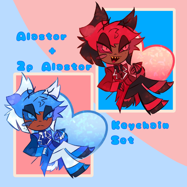 Alastor + 2p Alastor Heart Keychain Set 