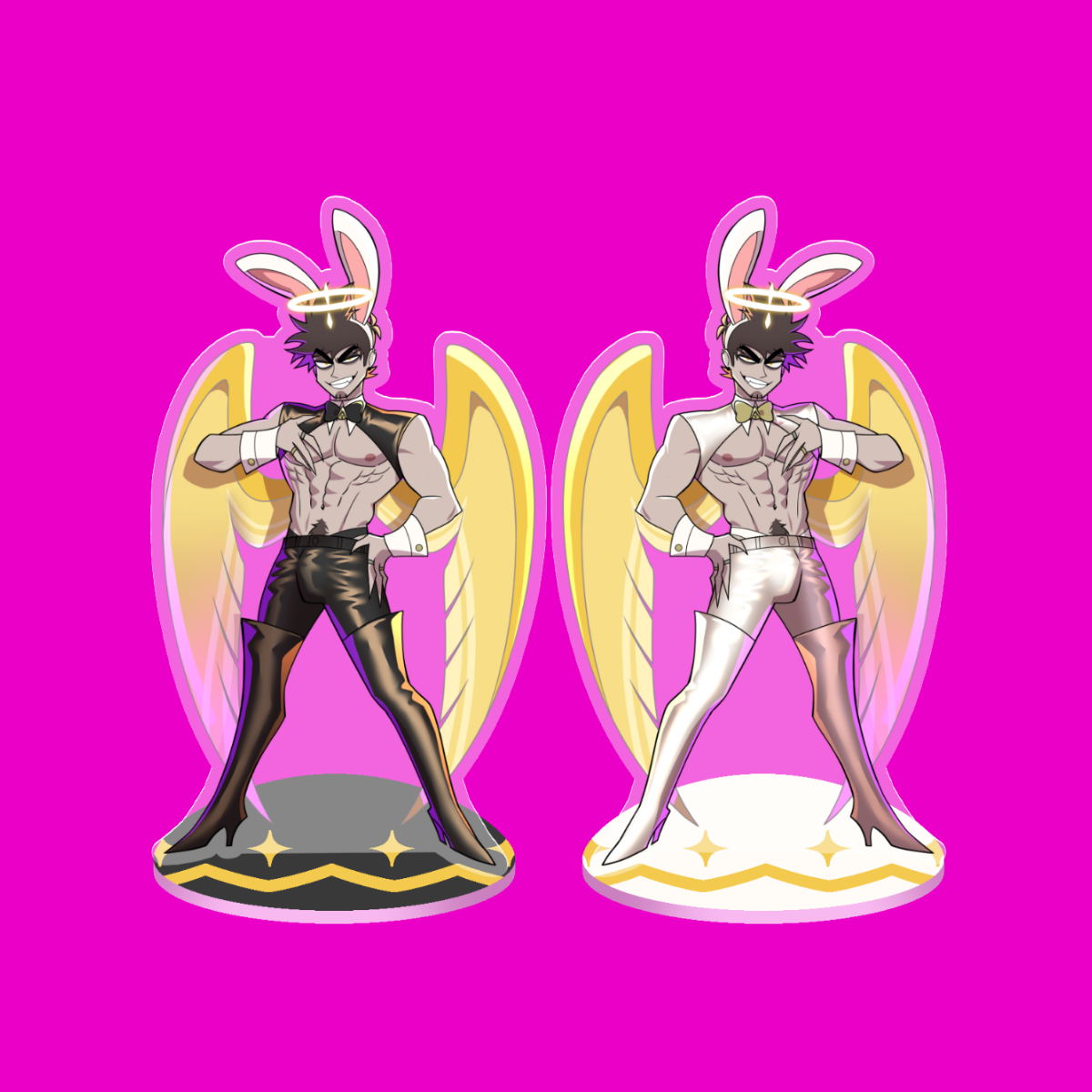 Hazbin Hotel: Easter 2026 -Black and white rabbit- Adam (double sided acrylic standee)