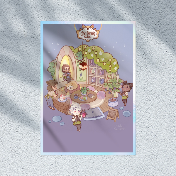 Owlbear Cafe - Art Board with Rainbow-Edged