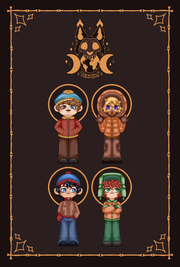 Southpark Set of 4 Glitter Keychains