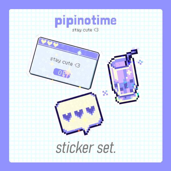 Dreamy Sticker Set 1 - pipinotime stay cute Sticker, Heart Chat Bubble Sticker, Taro Bubble Tea Sticker