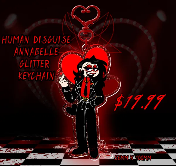 Human Disguise Annabelle Glitter Acrylic Keychain