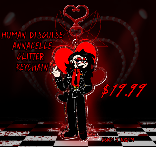Human Disguise Annabelle Glitter Acrylic Keychain