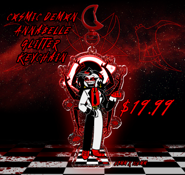 Cosmic demon Annabelle Glitter Acrylic Keychain