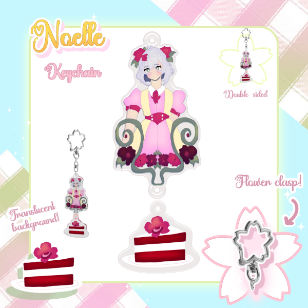 Genshin Impact Spring Picnic Noelle Epoxy Connection Acrylic Keychains