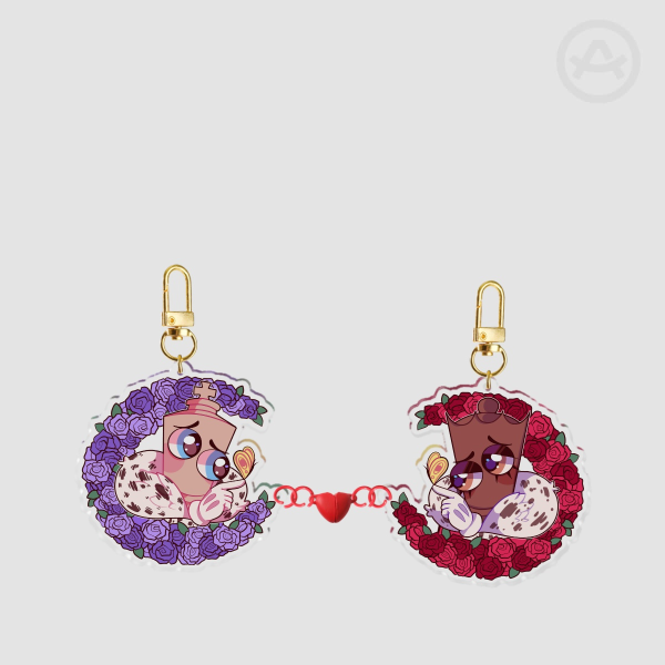 Kinger and Queenie magnetic keychain