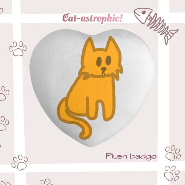 Orange sitting kitty plush badge