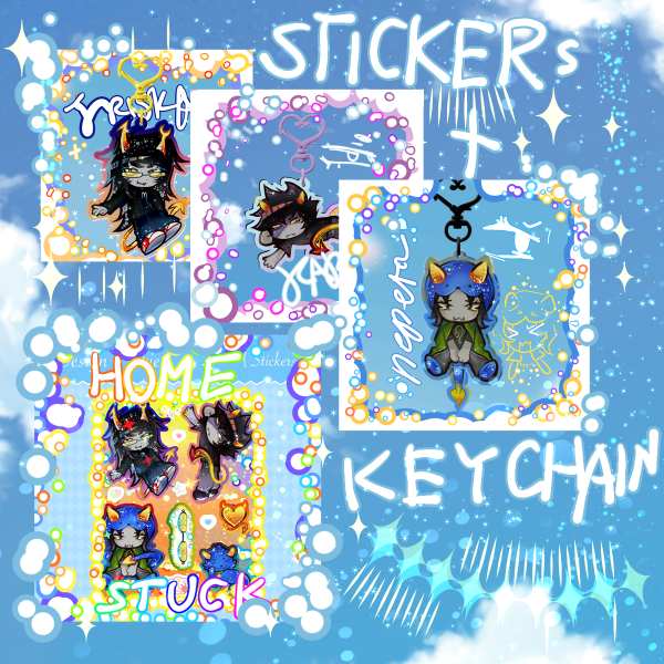 [HOMESTUCK]🎨🍉 set with nepeta, vriska, Karkat stickers and keychains