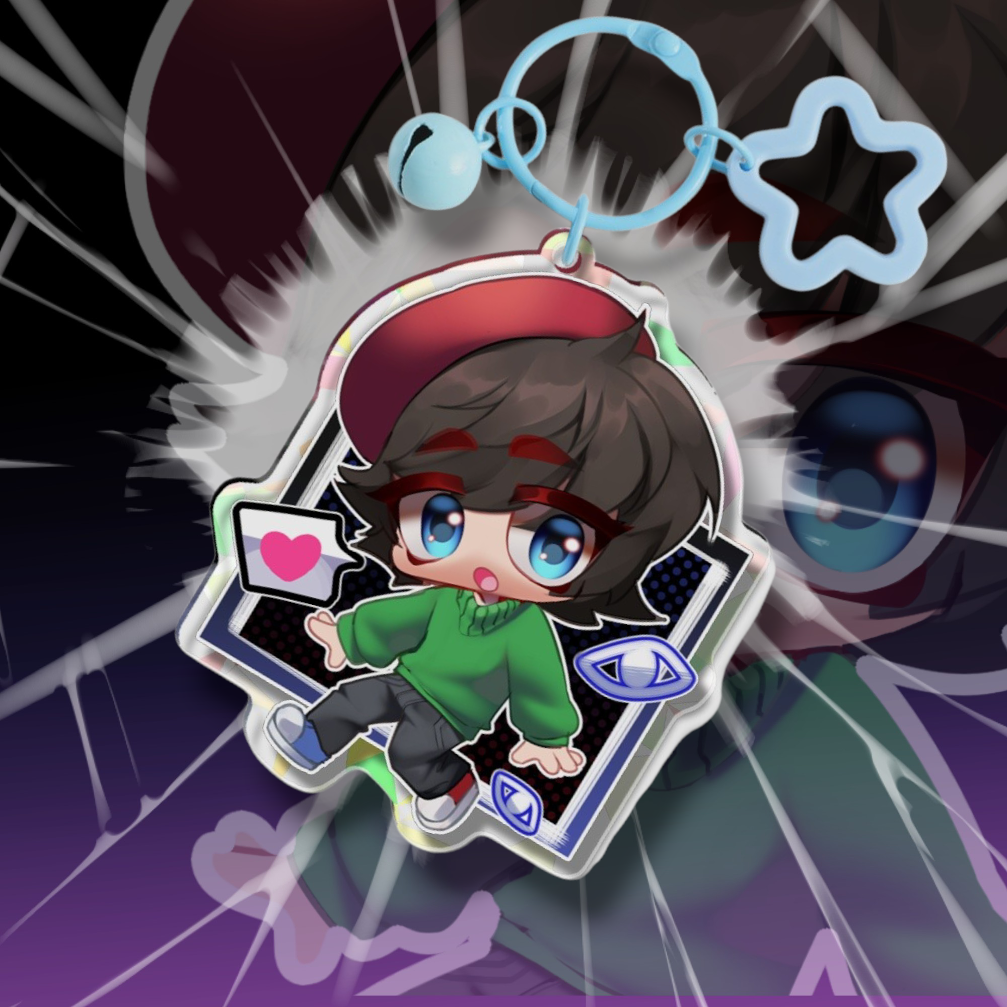 Charlie- a double sided mirror- ADSM- Broken Glass Acrylic Keychains