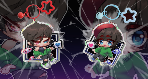 Charlie and Charles -A double sided mirror- broken glass kaychani set
