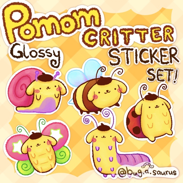 Glossy Pompom Critter Sticker Set!