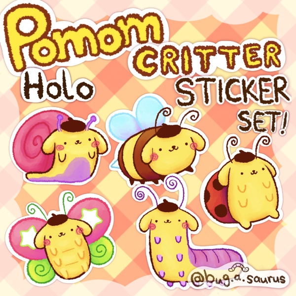 Holo Pompom Critter Sticker Set!