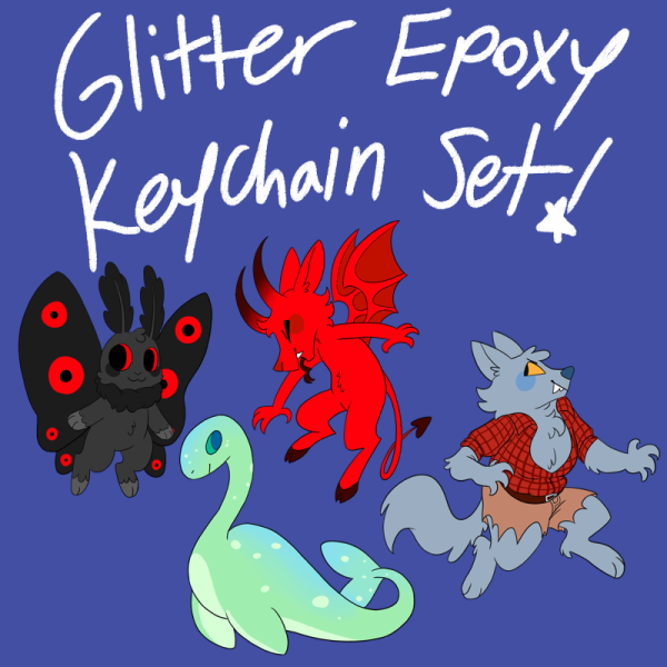 Cryptid Cuties - Glitter Epoxy Acrylic Keychain Set
